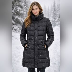 Boden Down Parka Puffer Coat Women Black Longline Down Warm Jacket Size 6